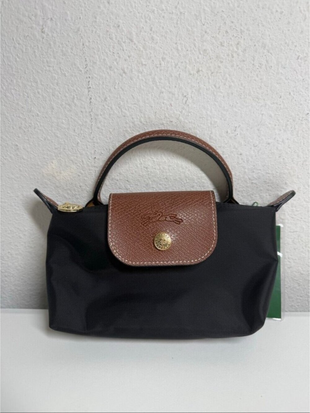 Longchamp Mini Crossbody Bag Top Handle Black Brown
